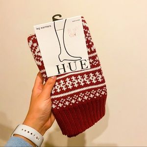 NWT! HUE Fair Isle Legwarmers - Scarlet